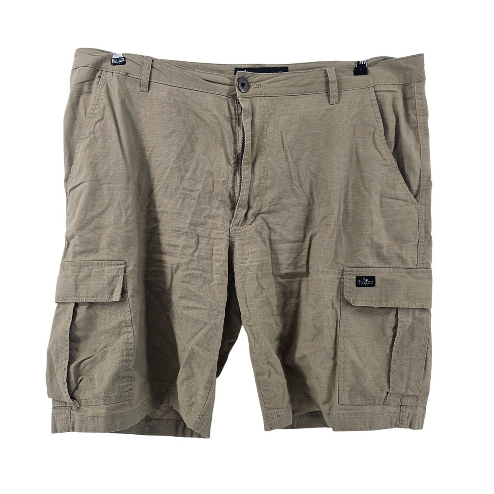 Marc Ecko Cargo Shorts Mens 36 Cut & Sew Khaki Tan Slub Ripstop EUC